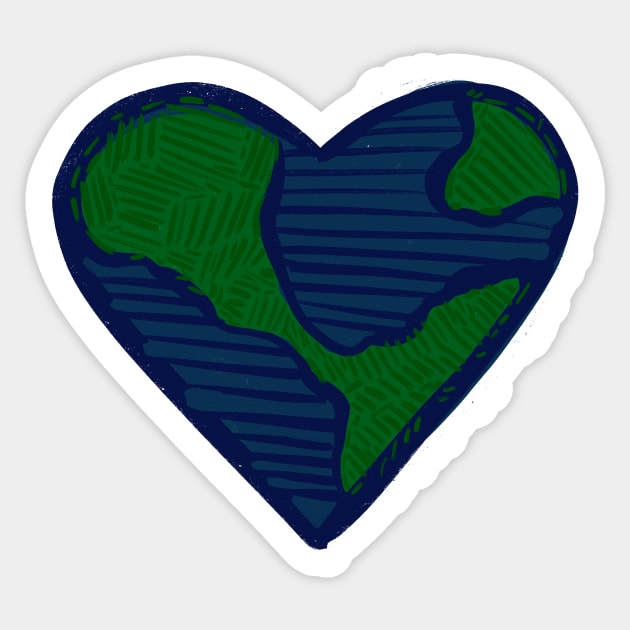 Earth Heart Sticker by bubbsnugg